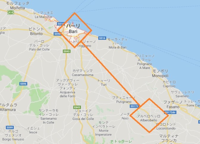 mappa bari alberobello